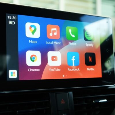 pohlad na palubovku s aktivnym android auto aplikaciou