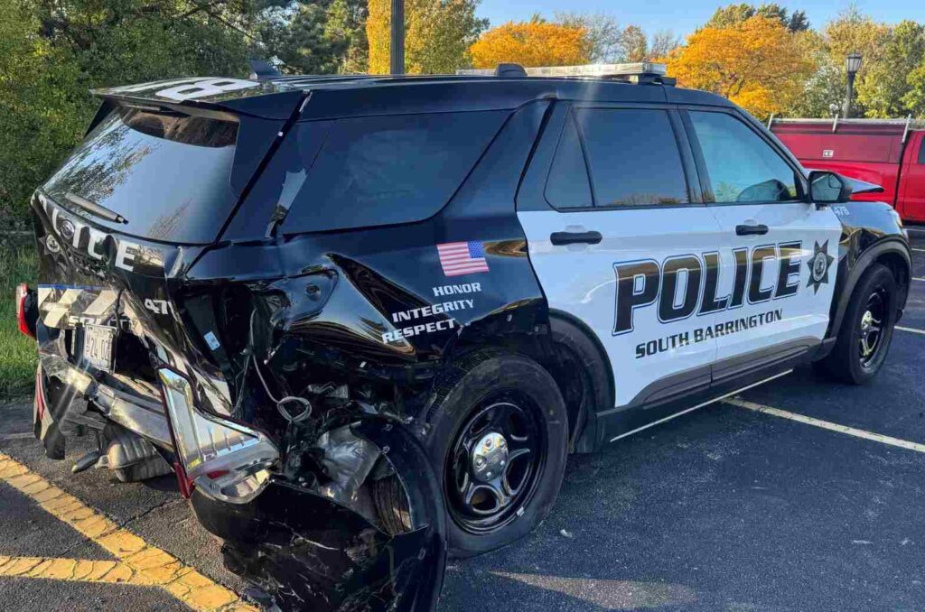 Havarované policajné auto