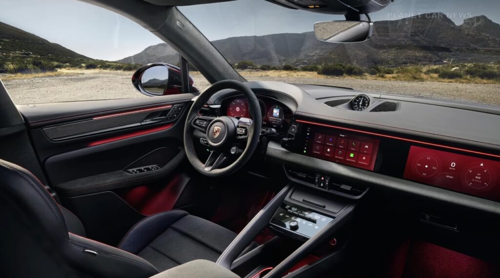 Futuristický interiér s tromi obrazovkami a head-up displejom s rozšírenou realitou.