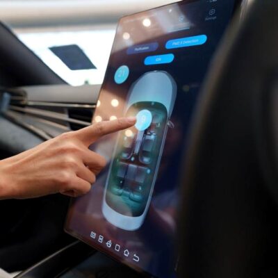 Ruka na display auta