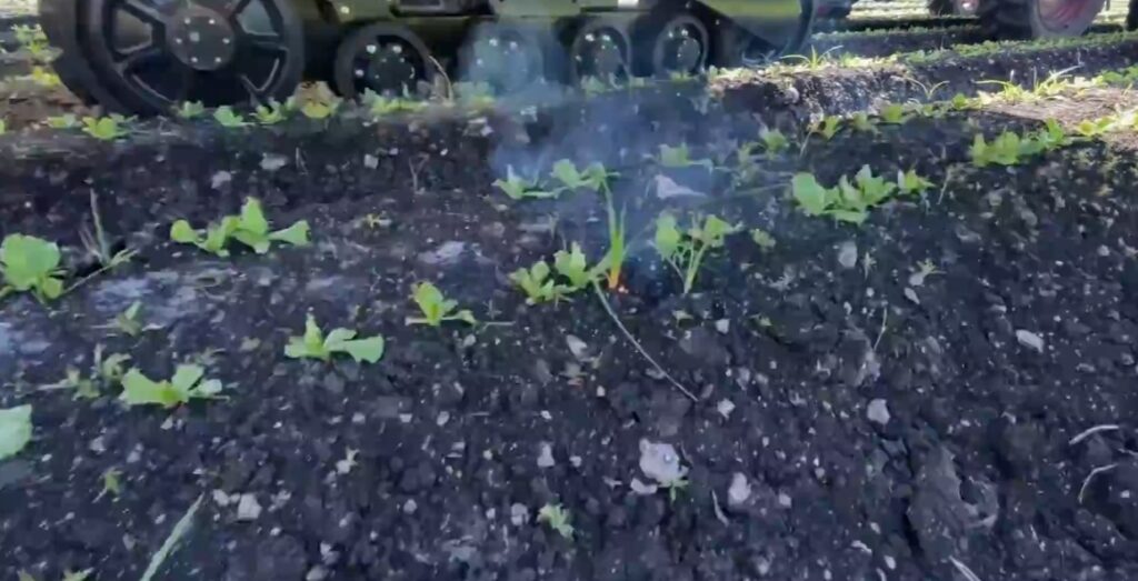 Robot Carbon Robotics zničí až 600 000 burín za hodinu pomocou laserových lúčov. Umelá inteligencia rozozná burinu od plodiny za 50 milisekúnd.