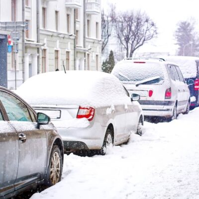 Zima autá parkovisko