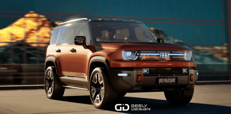 Geely Galaxy Cruiser útočí na Land Rover Defender a Mercedes triedy G. Hranatý dizajn a masívna konštrukcia evokujú klasické terénne ikony.