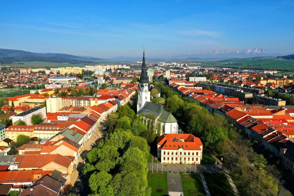 Spisska Nova Ves dron pohlad na namestie