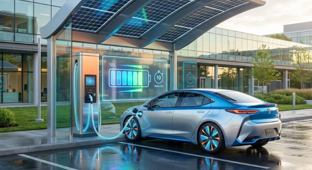Rýchlonabíjanie budúcej tuhej batérie má podľa plánov Toyoty trvať z 10 na 80 percent približne desať minút.